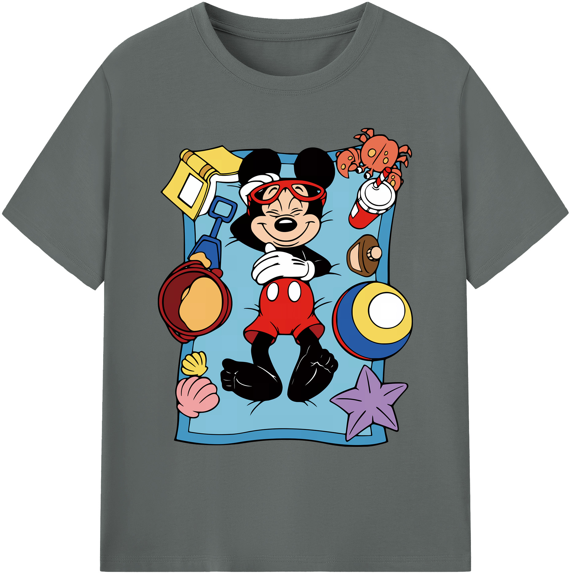 ミッキーマウス Mickey Mouse 綿100％ メンズ半袖Tシャツ｜肌触りやわらか＆通気性